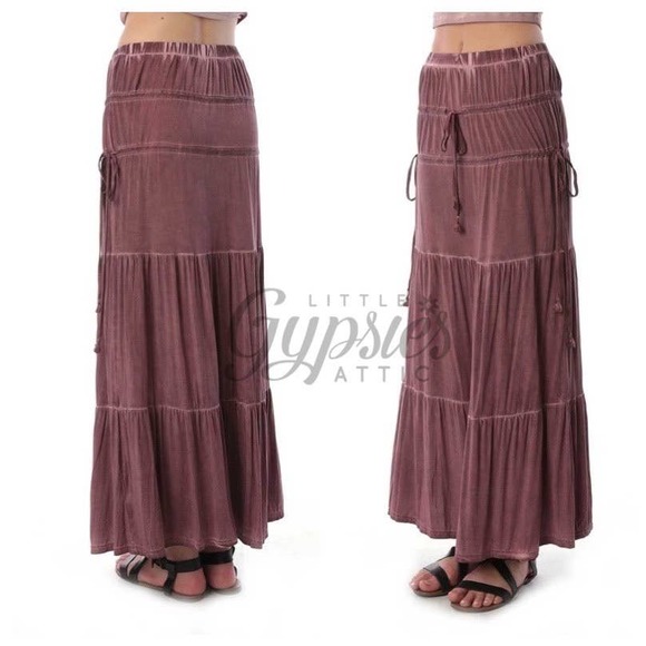 POL Tassel Drawstring Burnout Maxi Skirt - Picture 3 of 9